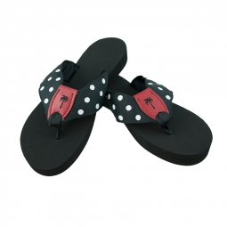 Black Dot Ribbon Sandal with Red Patent Peanut & Black Toe Ribbon and Palm